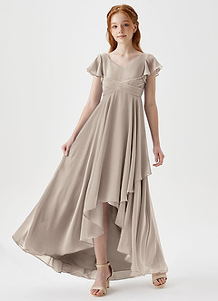 Azazie Caria Junior Frost A-Line Pleated Chiffon Dress image5