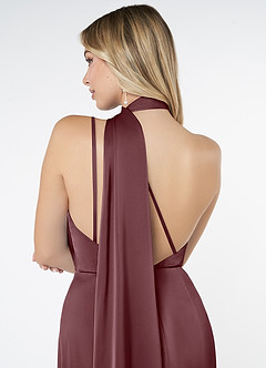 Azazie Kaylani Bridesmaid Dresses Sangria Mermaid High Neck Stretch Satin Dress image6