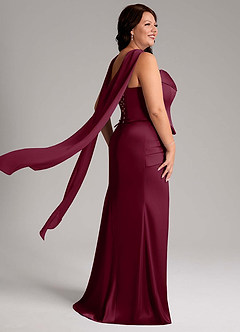 Azazie Sorrel Bridesmaid Dresses Mulberry Mermaid Strapless Stretch Satin Convertible Dress image11