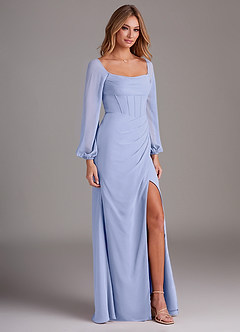Azazie Charissa Brautjungfernkleider Etui Langarm Chiffon Kleid Lavendel image5