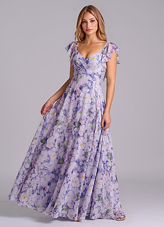 Azazie Leilani Bridesmaid Dresses Lilac Bloom A-Line Pleated Chiffon Dress image1