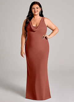 Azazie Rylina 신부 들러리 드레스 인어 주름진 쉬폰 바닥 길이 드레스 image7