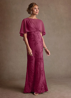 Azazie Amrita 신부의 어머니 드레스 인어 레이스 쉬폰 플로어 길이 드레스 image4