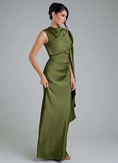 Azazie Taj Bridesmaid Dresses Olive Mermaid Corset Stretch Satin Dress image5