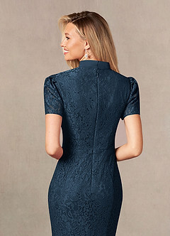 Azazie Carleannia Finale sale Zeemeermin Jurk van Chiffon Kant Donkere Marine image7