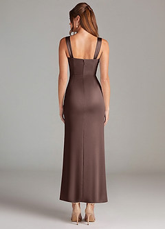 Azazie Denice Brautjungfernkleider Etui Plissee Stretch-Satin Kleid Ganache image2