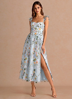 Midi jurk Denisse Hemelsblauw image3