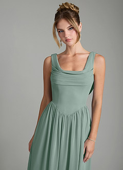 Azazie Novi Bridesmaid Dresses Silver Sage A-Line Pleated Chiffon Dress image6