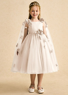 Azazie Staria vestidos de niña de las flores Vestido de Alabastro Blanco de Tul de Princesa con Volante image6