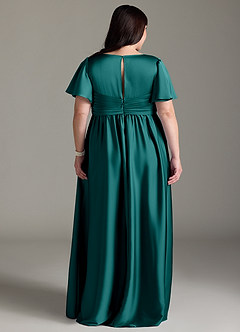 Azazie Verna Robes de demoiselle d'honneur de maternité Robe Trapèze Rayé Longueur ras du sol Satin extensible image11