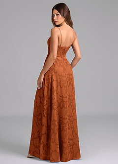 Azazie Wren Bridesmaid Dresses Burnt Orange A-Line Strapless Floral Burnout Dress image4