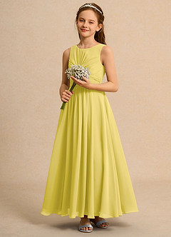 Azazie Ducky Girls Formal Flower Girl Dresses Canary A-Line Pleated Chiffon Dress image6