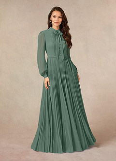 Azazie Adellah Mother of the Bride Dresses Eucalyptus A-Line Pleated Chiffon Dress image1
