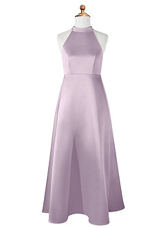 Azazie Laurel Junior Robe Trapèze en Mat Satiné Frostiges Flieder image6