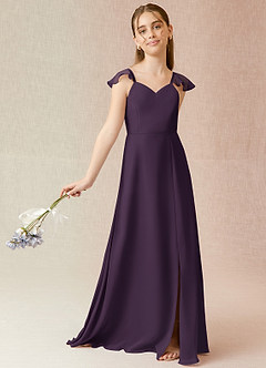 Azazie Everett Junior Plum A-Line Chiffon Dress image2