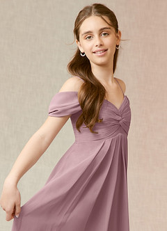 Azazie Kaitlynn Junior Dusty Rose A-Line Off the Shoulder Chiffon Dress image6