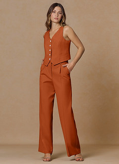 front Rowan Burnt Orange Refined Weave Performance 2-Piece Suit