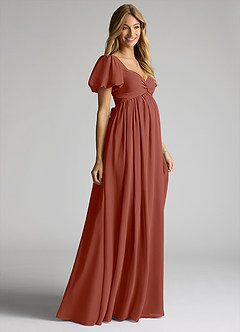Azazie Madisynn Vestidos de dama de honra para maternidade Vestido Arco Comprimento do chão Chiffon image3