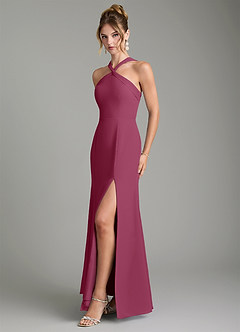 Azazie Rue Bridesmaid Dresses Mulberry A-Line Halter Chiffon Dress image5