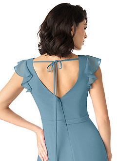 Azazie Claudine Jurken voor bruidsmeisjes Jurk van Chiffon met A-Lijn Fladdermouw Bermuda image6