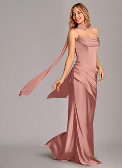 Azazie Pelagia Bridesmaid Dresses Rosette Mermaid Corset Stretch Satin Convertible Dress image2