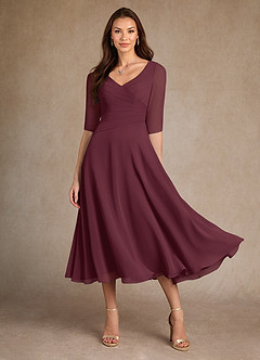 Azazie Durant Kleider für die Brautmutter A-Linie Plissee Chiffon Kleid Cabernetrot image2