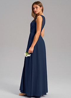 Azazie Phaedra Bridesmaid Dresses Dark Navy A-Line One Shoulder Chiffon Dress image6