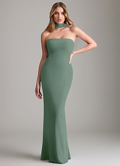 Azazie Lusinda Brudtärnklänningar Klä av Sjöjungfru i Chiffong Av axeln Eukalyptus Konvertibel image1