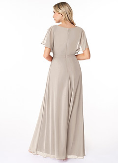 Azazie Aaliyah vestidos de dama de honor modestos Vestido de Corte En A Plisado Scoop Hasta el suelo Gasa image2