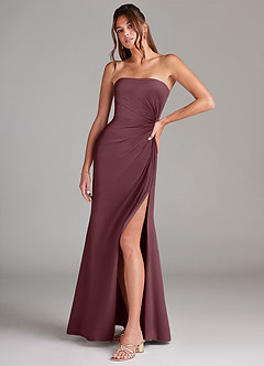 Azazie Aliani Bridesmaid Dresses Sangria Sheath Strapless Chiffon Convertible Dress image4