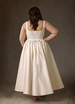 Azazie Verina Robes de mariée Robe Trapèze en Satin Avec poches Champagne image4