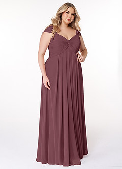 Azazie Kaitlynn Abiti da Damigella Abito Convertibile Impero in Chiffon Increspato Sangria image12
