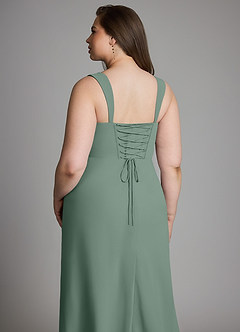 Azazie Agustina Brautjungfernkleider Meerjungfrau-Linie Korsett Chiffon Kleid Eukalyptus image13