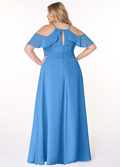 Azazie Dakota Bridesmaid Dresses Blue Jay A-Line V-Neck Pleated Chiffon Dress image9