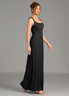 Azazie Agustina Robes de demoiselle d'honneur Robe Sirène en Jersey extensible de qualité supérieure Corset Noir image3