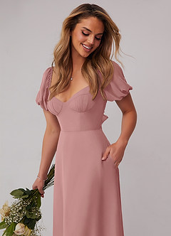 Barbie ♥ Azazie Bridesmaid Dresses Dusty Rose A-Line Pleated Chiffon Dress image4