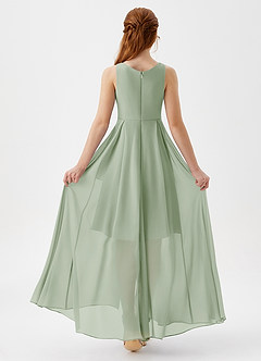 Azazie Lizette Junior Dusty Sage A-Line Pleated Chiffon Dress image5