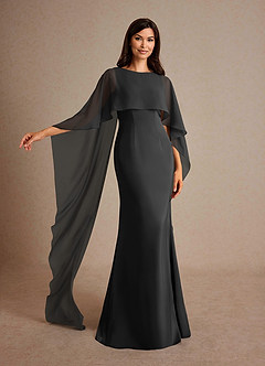 Azazie Milfred Mère de la mariée Robes Robe Fourreau en Satin extensible Col de bateau Noir image4