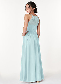 Azazie Ginger Junior Sea Glass A-Line Pleated Chiffon Dress image2