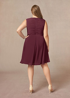 Azazie Theron Mother of the Bride Dresses A-Line V-Neck Pleated Chiffon Knee-Length Dress image7