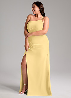 Azazie Eren Bridesmaid Dresses Butter Sheath One Shoulder Chiffon Dress image11