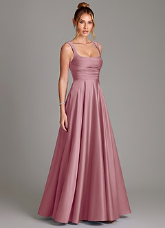Azazie Azaria Bridesmaid Dresses Vintage Mauve A-Line Corset Stretch Satin Dress image4