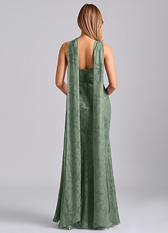 Azazie Kinsley Final Sale Matcha Mermaid Pleated Floral Burnout Dress image2