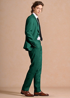 front Harrison Smaragd Anzug aus 100 % Leinen
