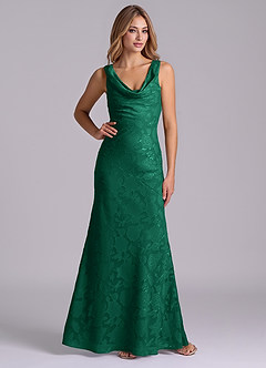 Azazie Rylina Kleider zum Anprobieren zu Hause Meerjungfrau-Linie Blumen-Burnout Kleid Smaragd image4