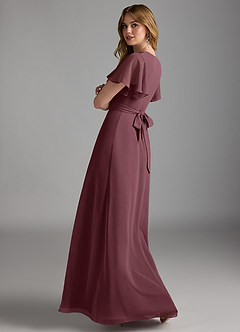 Azazie Zaniah Bridesmaid Dresses Sangria A-Line Chiffon Dress image7