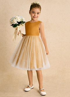 Azazie Esme Abiti da Ragazza di Fiori Abito Principessa in Tulle Fiocco Caramello image2