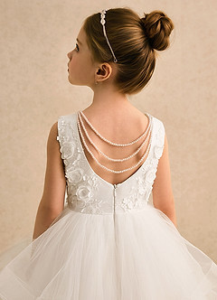 Azazie Claire vestidos de niña de las flores Vestido de Marfil de Tul de Princesa con Perla image7