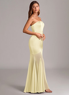 Azazie Uma Vestidos de damas de honor Vestido de Sorbete De Limón de Gasa de Corte Sirena Convertible con Sin tirantes image4