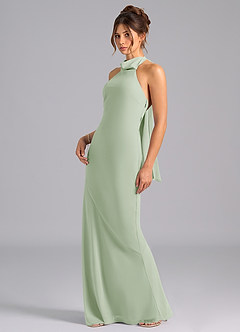 Azazie Velli Bridesmaid Dresses Dusty Sage Mermaid Bow Chiffon Dress image1
